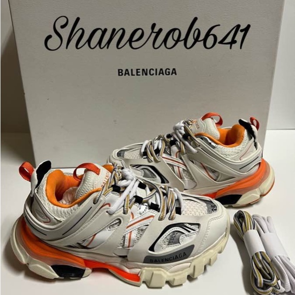 Balenciaga Track Trainers Orange White Black Women Size 5 BST VNDS